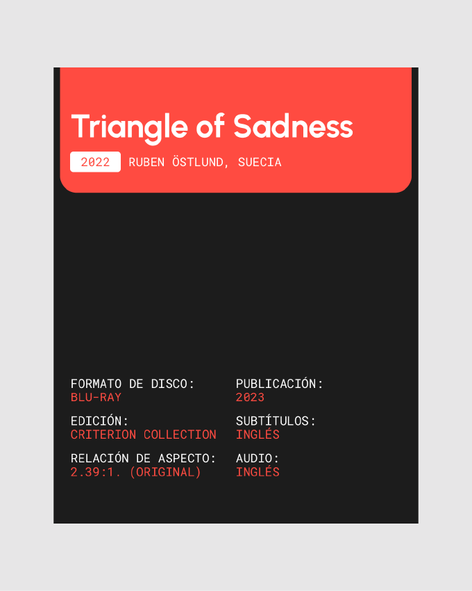 Imagen diseñada como post de Instagram mostrando la ficha técnica del disco de Triangle of Sadness.