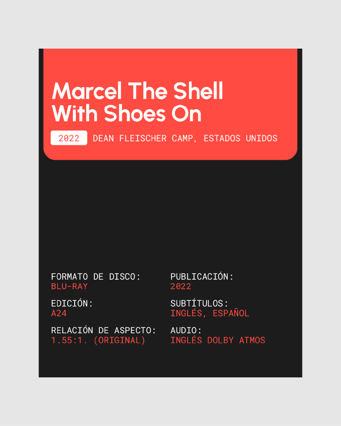 Imagen diseñada como post de Instagram mostrando la ficha técnica del disco de Marcell the Shell with Shoes On.